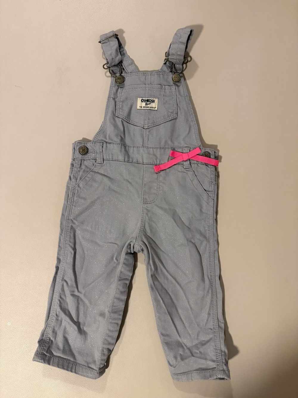 OshKosh B'gosh Toddler Light GreyOveralls with Pink Bow